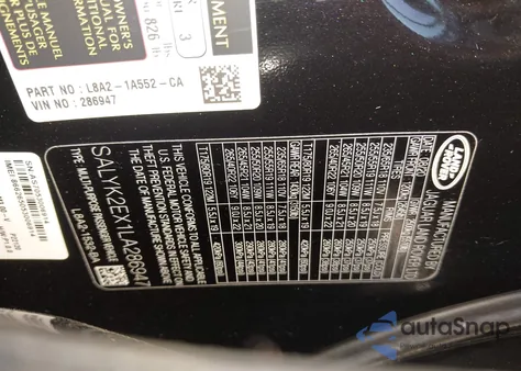 2020 Land Rover Range Rover Velar P250 R-Dynamic S from USA, damaged, VIN SALYK2EX1LA286947